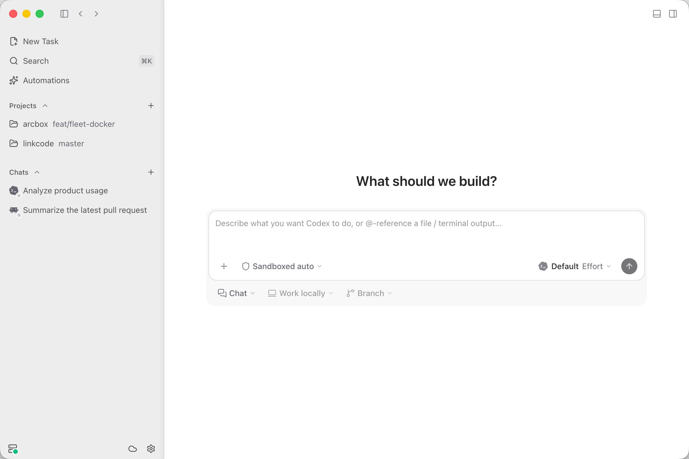 The LinkCode desktop app with the New Task composer open
